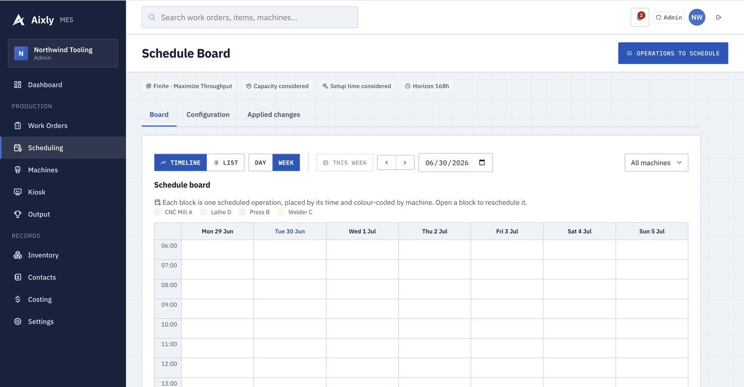 Aixly scheduling board